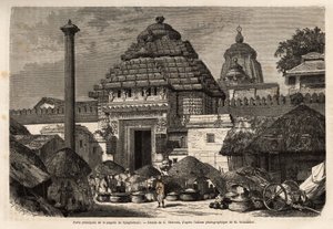Une promenade populaire devant la porte principale de la pagode Djaghernaut (construite vers 1200), ville sainte et site de pèlerinage dans le sud du Bengale. Gravure pour illustrer le voyage dans les provinces méridionales de l