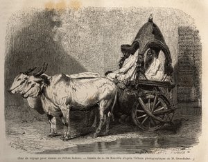 Un char de voyage tiré par deux bœufs blancs - Unknown artist