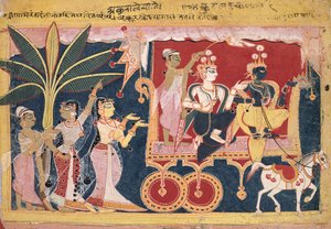Akrura conduit Krishna et Balarama à Mathura (Isarda Bhagavata Purana) - Unknown artist