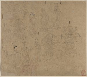 Album de thèmes taoïstes et bouddhistes : Procession de divinités taoïstes : Feuille 21 - Unknown artist