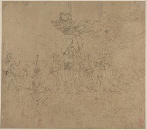 Album de thèmes taoïstes et bouddhistes : Procession des divinités taoïstes : Feuille 6 - Unknown artist