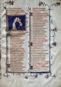 Allégorie de la jeunesse. Miniature dans le "Roman de la rose" de Jean de Meun, Jean de Meung ou Jean Chopinel, Jean Clopinel (v.1240-1305), vers 1370. Paris, Bibliothèque Sainte-Geneviève