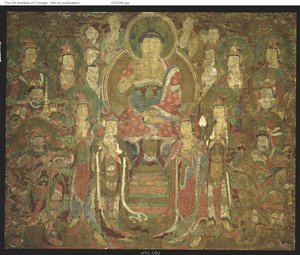 Bouddha Amitabha avec assemblée 아미타불회도 - Unknown artist