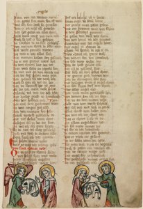 Un ange présente à la Vierge le vêtement funéraire du Christ ; la Vierge montre le vêtement à saint Jean - Unknown artist