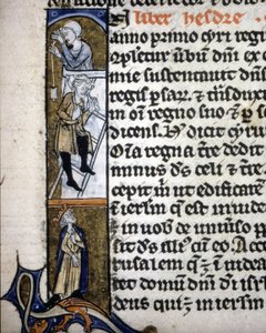 Enluminure représentant une scène de construction au 14ème siècle - Unknown artist