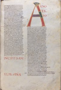 Anno tertio : Incipit Daniel Propha.Incipit du Livre du Prophète Daniel, XIe siècle (miniature, manuscrit membranaire)