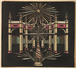 Arcade avec serpents et feux d