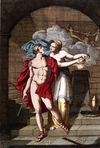 Ariane donne à Thésée le fil pour qu