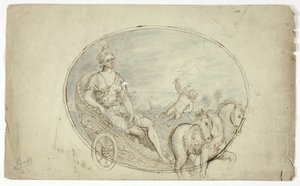 Aurore dans son char (recto) ; trois portraits masculins (verso)
