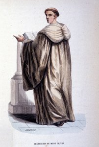 Bénédictine du Mont-Olivet ou Olivétaine, ordre religieux fondé à Sienne au 14ème siècle. Gravure du 19ème siècle. Coll. privée, Milan.