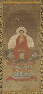 Bouddha en trône sur un tapis de Kusa - Unknown artist