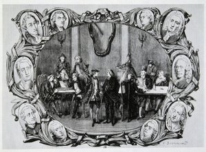 Café Procope à Paris au XVIIIe siècle avec Buffon, Gilbert, Diderot, D