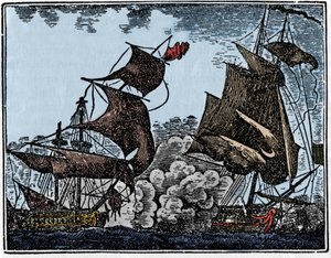 Le capitaine Thy attaque un galion indien (collision)