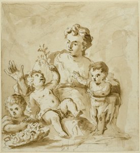 Charité avec la mère (Mère avec trois enfants) - Unknown artist