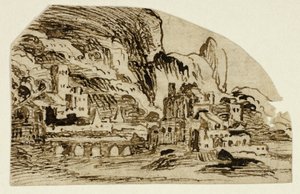 Citadelle et pont dans les montagnes - Unknown artist