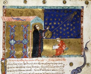 Claude Ptolémée (astronome) représenté dans "Canon Astronomicon Explanatio", du 14ème siècle.