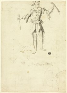 Homme costumé portant deux épées