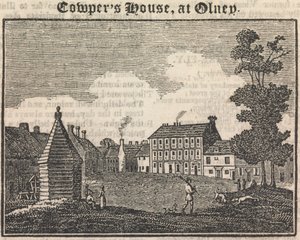 Maison de Cowper à Olney (avec texte)(du Miroir)[une gravure similaire apparaît dans "The Tourist; a literary and anti-slavery journal", 28 janvier 1833, page 189]; page 76 (Volume Un) - Unknown artist
