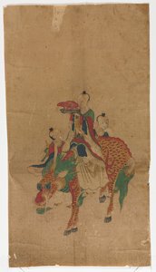 Immortel taoïste sur un qilin et deux assistants - Unknown artist