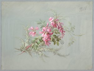Conception pour papier peint et textile : Fleurs et Oiseaux