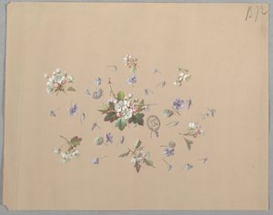 Conception pour papier peint et textiles : Fleurs - Unknown artist