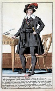 Directoire : costume de secrétaire du directoire exécutif. Gravure du XVIIIe siècle. Paris, B.N. - Unknown artist