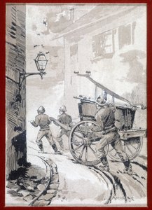 Pompiers : le départ du poste - gravure, s.d. - Unknown artist