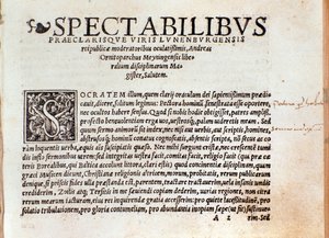 Première page de « De arte cantandi micrologus » par Andree Ornitoparchi (Andreas Ornithoparchus) 1533 Bologne, musée civique de la musique