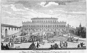 Florence : Vue du Palais Pitti au milieu du 18ème siècle