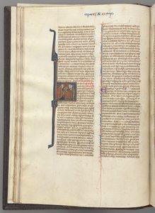 Fol. 20v, Exode, initiale historiée H, Moïse et deux disciples avec les tables de la loi - Unknown artist