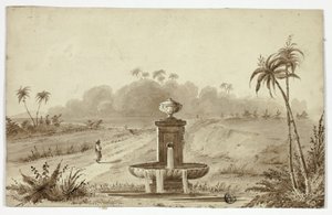 Fontaine dans une oasis - Unknown artist
