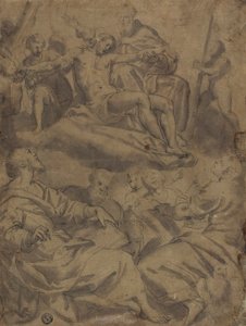 Les quatre évangélistes et la vision de Dieu tenant le Christ mort avec les instruments de la Passion