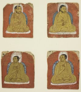 Quatre portraits miniatures inscrits de quatre Lamas
