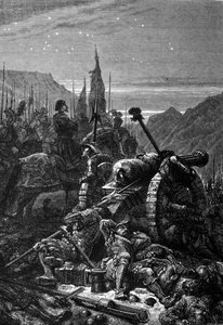 François Ier (1494 - 1547) est resté en selle la veille de la bataille de Marignan, septembre 1515. Gravure du 19ème siècle. - Unknown artist