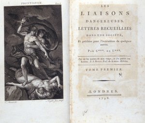 Frontispice et Page de Titre du livre «Les Liaisons dangereuses» de Choderlos de Laclos, Londres