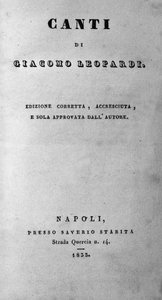 Frontispice de « Canti » (Chants) par le poète italien Giacomo Leopardi (1798-1837) 1835