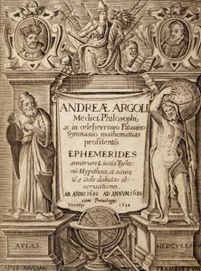 Frontispice des Éphémérides avec Hercule et Atlas par Andreae Argoli - Unknown artist