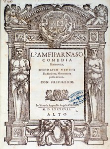 Frontispice de la comédie madrigalesque Amfiparnaso par Orazio Vecchi - Unknown artist