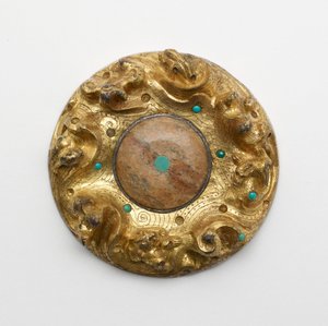 Plaque en bronze doré avec des animaux dans un paysage - Unknown artist