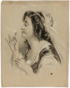 Jeune fille soufflant sur un pissenlit (recto) ; Tête de profil d
