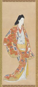 Fille en robe orange vermillon - Unknown artist