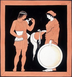 Mythologie grecque : Andromaque présente les armes à son mari - Unknown artist