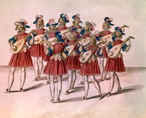 Groupe de musiciens jouant du luth
