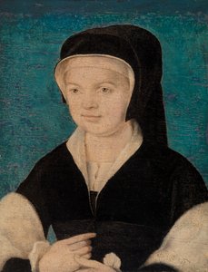 Tête de femme sur fond bleu