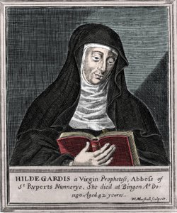 Hildegarde de Bingen - Représentation de Sainte Hildegarde (Hildegard) (1098-1179) par Bingen - Gravure du 19ème siècle