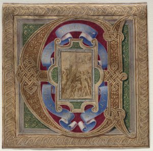 Initiale historiée (E) extraite du Missel Colonna : Le Martyre de Saint Étienne