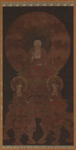 Bouddha historique Shakyamuni avec les bodhisattvas Fugen (Samantabhadra) et Monju (Manjushri) - Unknown artist