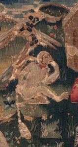 Histoire de Saint Piat et Saint Éleuthère, Scène 12 : La résurrection de la fille du tribun (Comment Jésus-Christ réclama le bon saint et ressuscita par chy la fille de tribun présent son père et le commun). (détail)