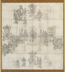 Esquisse Iconographique (Zuzō) pour le Mandala du Sūtra des Rois Bienveillants - Unknown artist