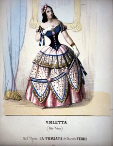 Illustration du personnage de Violetta Valéry dans "La Traviata" de Giuseppe Verdi. Gravure du 19ème siècle